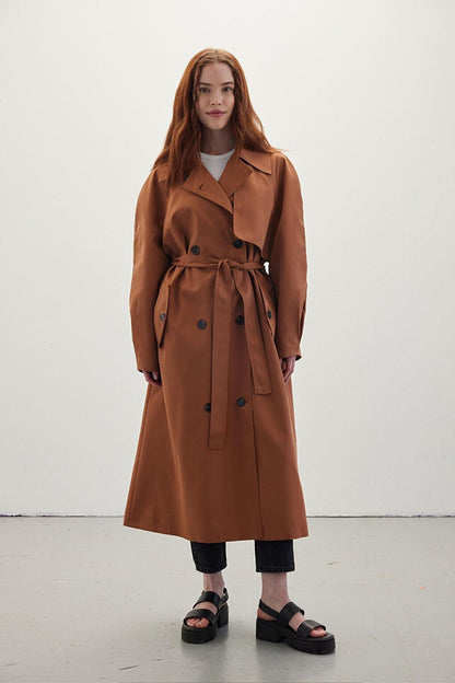 Double Breasted Trench Coat Hazelnut Shell