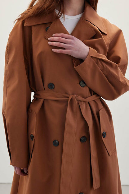 Double Breasted Trench Coat Hazelnut Shell