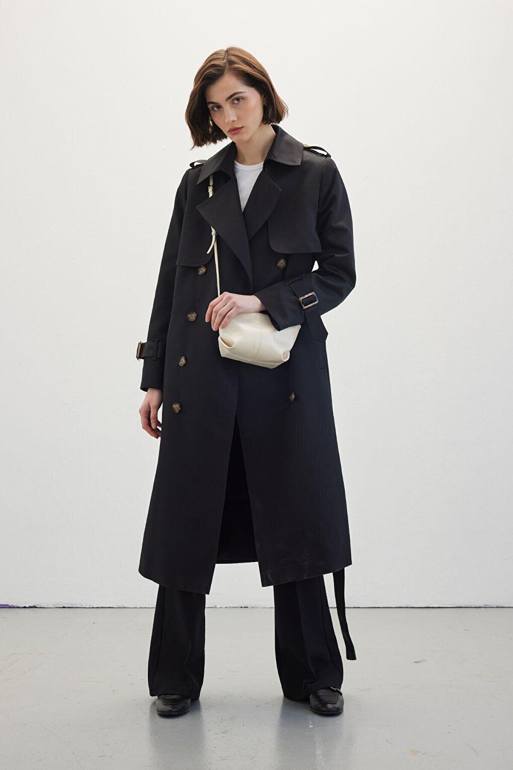 Double Breasted Classic Trench Coat Black