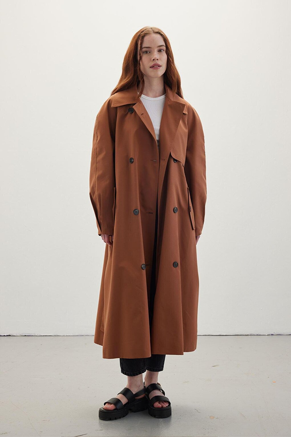 Double Breasted Trench Coat Hazelnut Shell