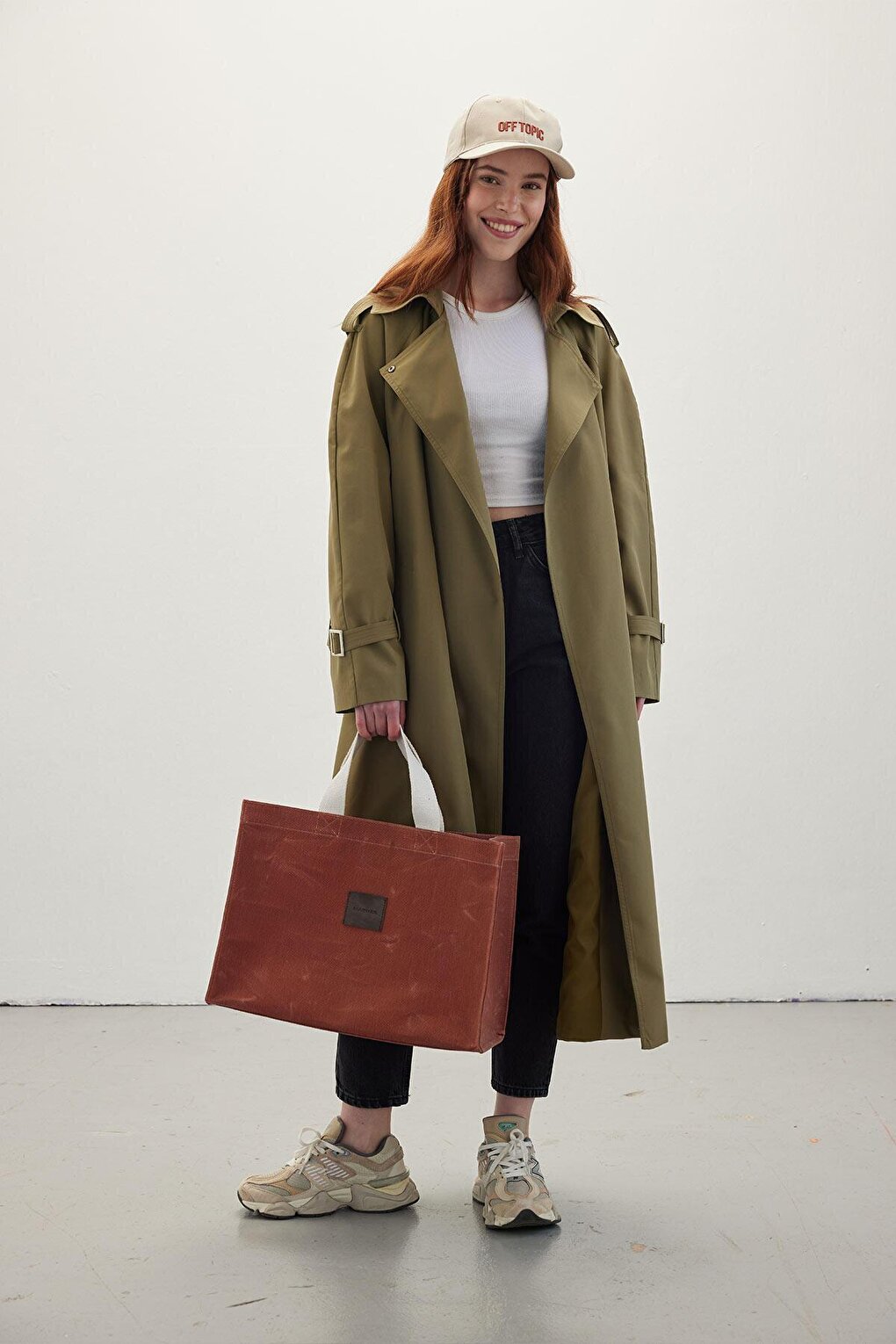 Belted Draped Trench Coat Green