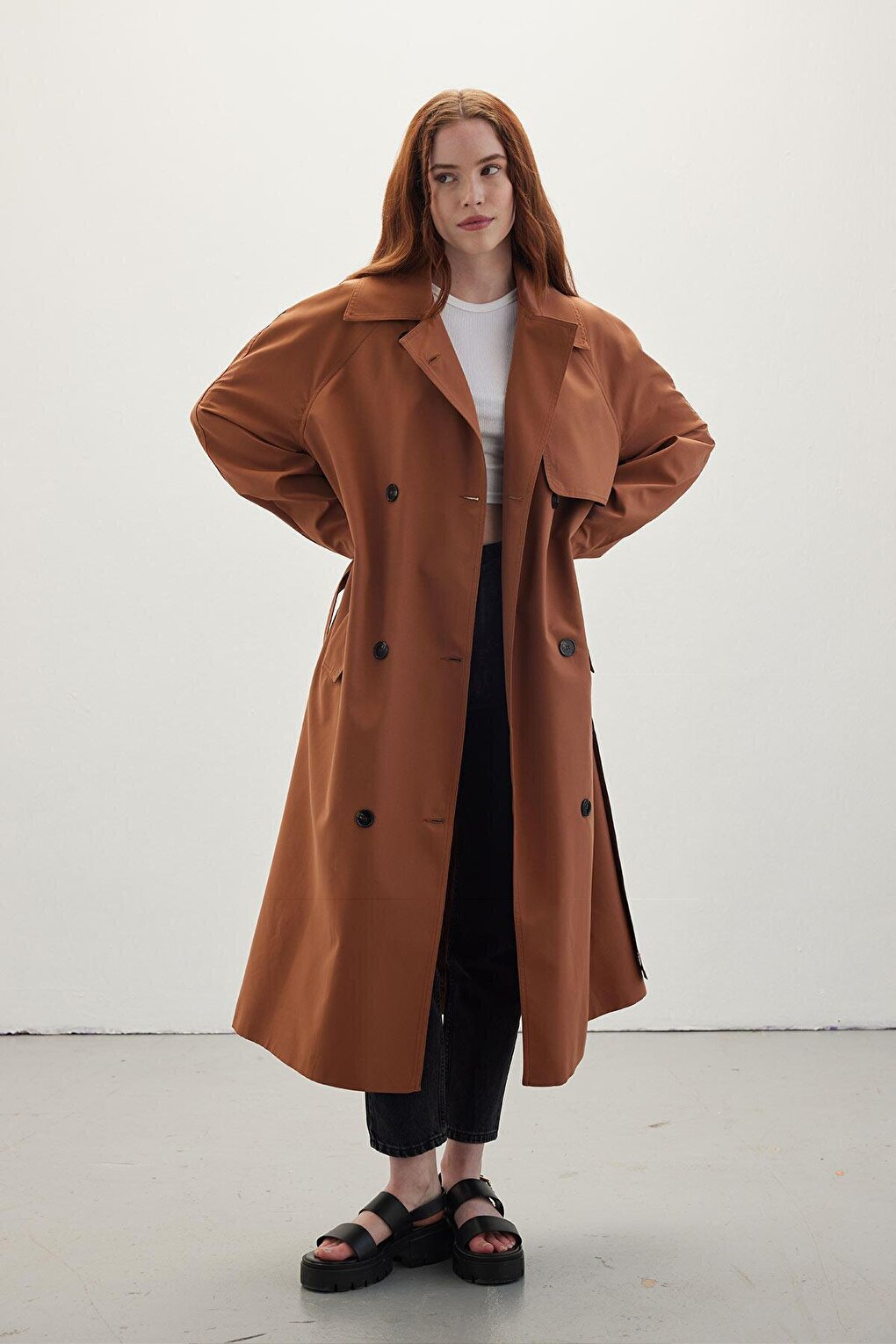 Double Breasted Trench Coat Hazelnut Shell