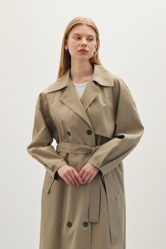 Double Breasted Trench Coat Sand