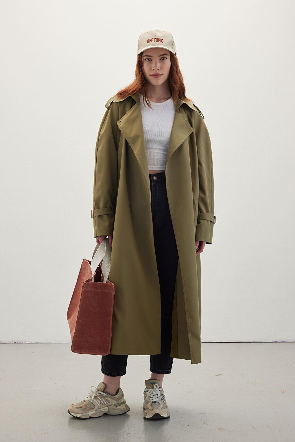 Belted Draped Trench Coat Green