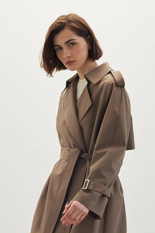 Belted Draped Trench Coat Mink