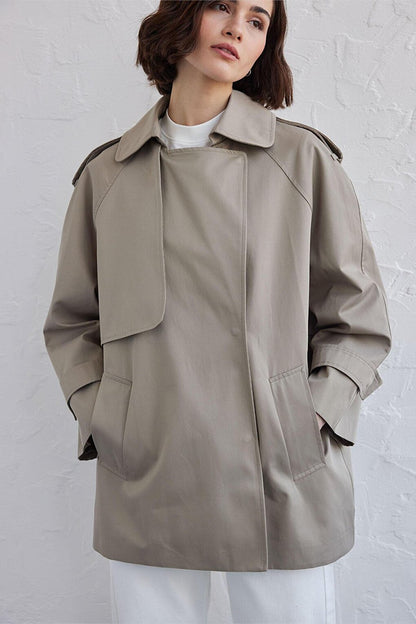 Oversized Short Trench Coat Çağla