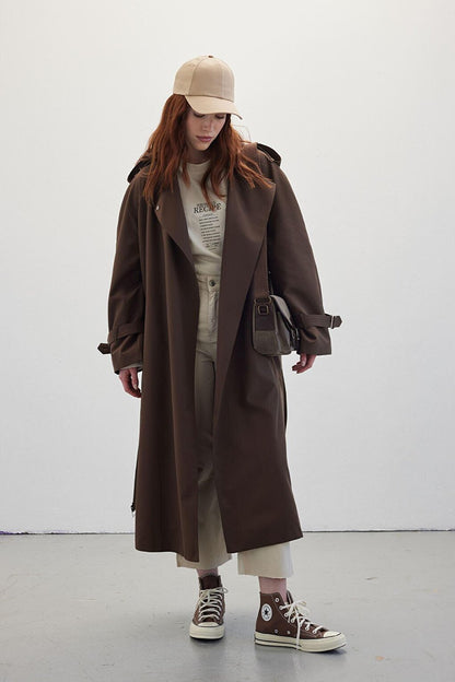 Belted Draped Trench Coat Bitter Brown