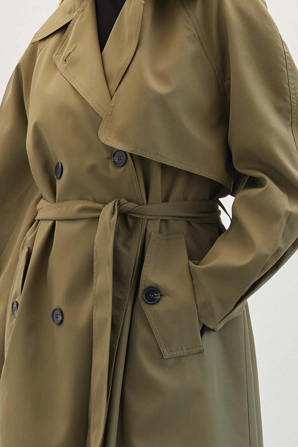 Double Breasted Trench Coat Green