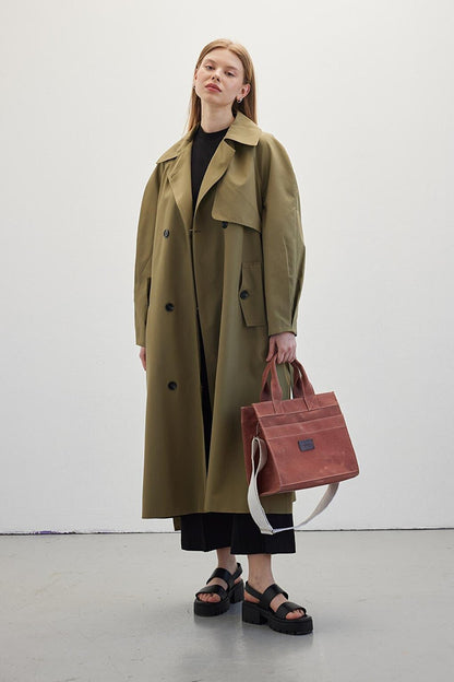 Double Breasted Trench Coat Green