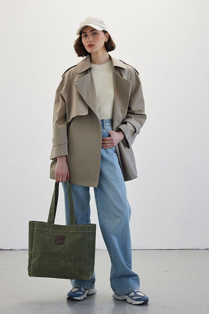 Oversized Short Trench Coat Çağla