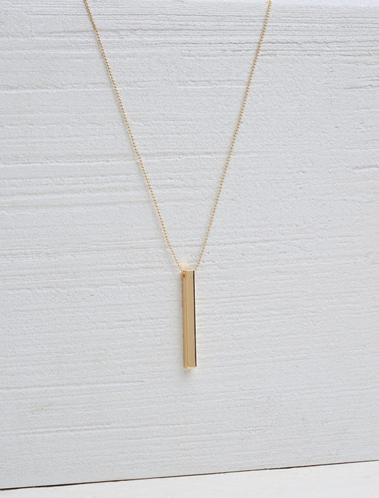 Gold Bar Figured Chain Necklace