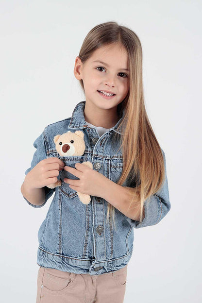 Girl's Teddy Bear Cotton Jean Jacket Casual Fashionable Ak22176023