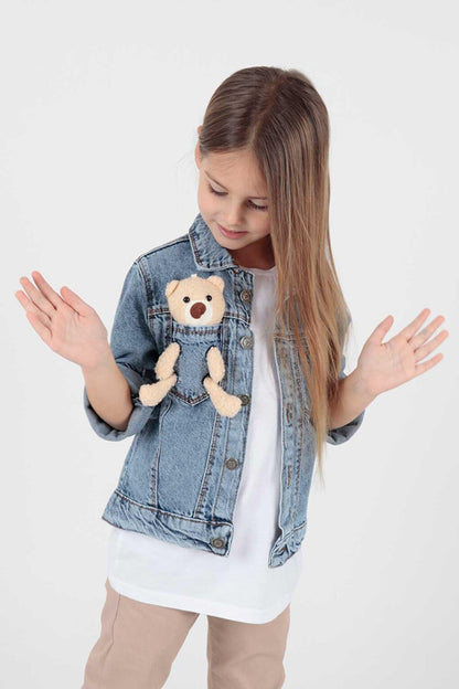 Girl's Teddy Bear Cotton Jean Jacket Casual Fashionable Ak22176023