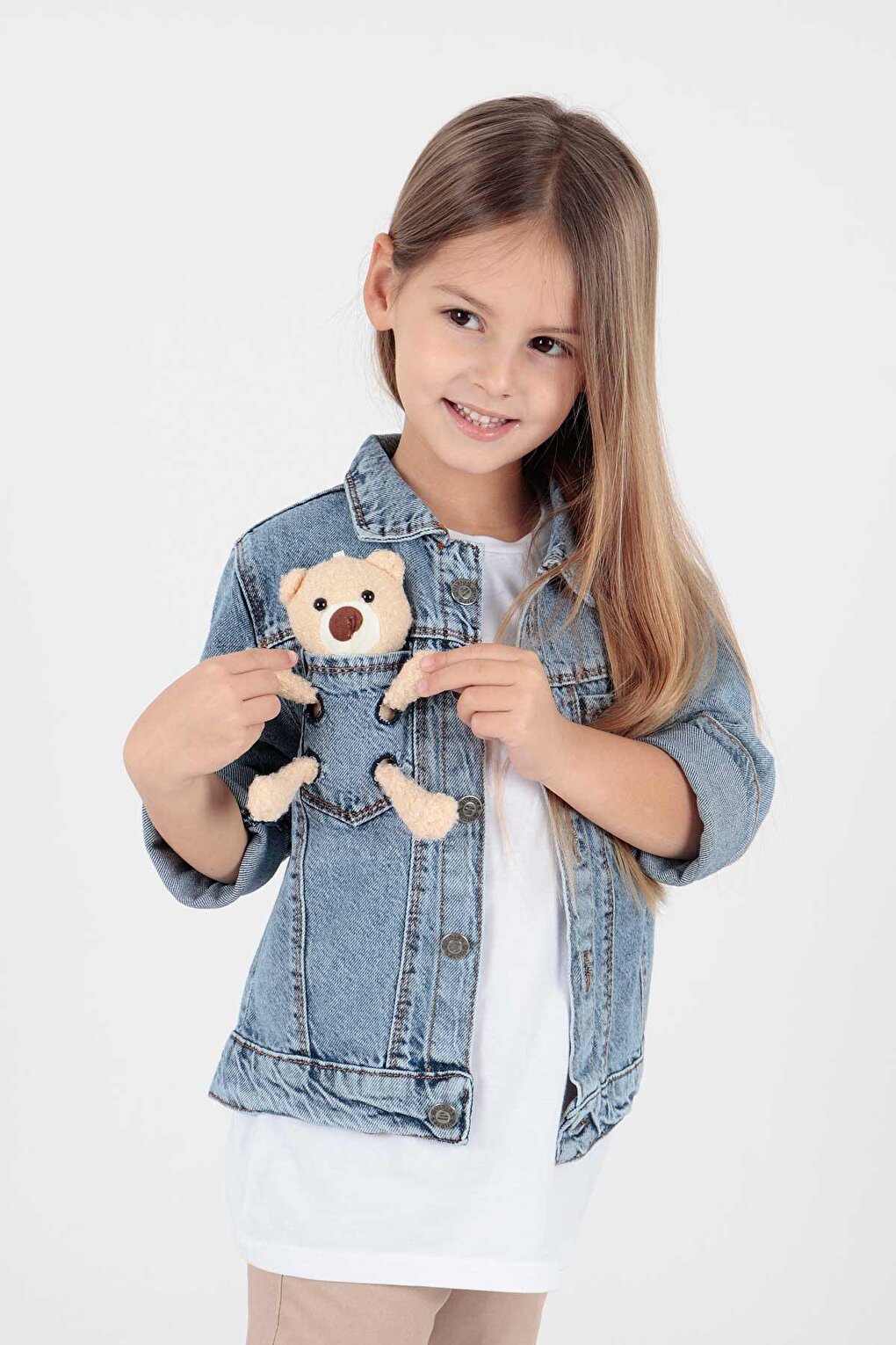 Girl's Teddy Bear Cotton Jean Jacket Casual Fashionable Ak22176023