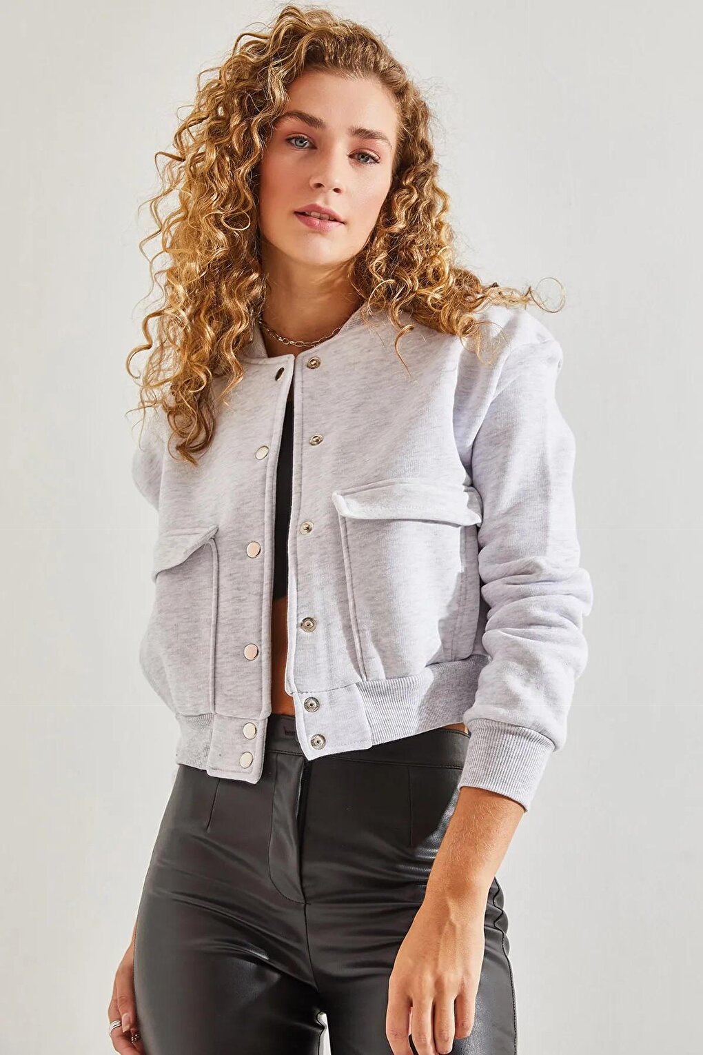 Women's Three Thread Rose Gold Double Pocket Bomber Jacket