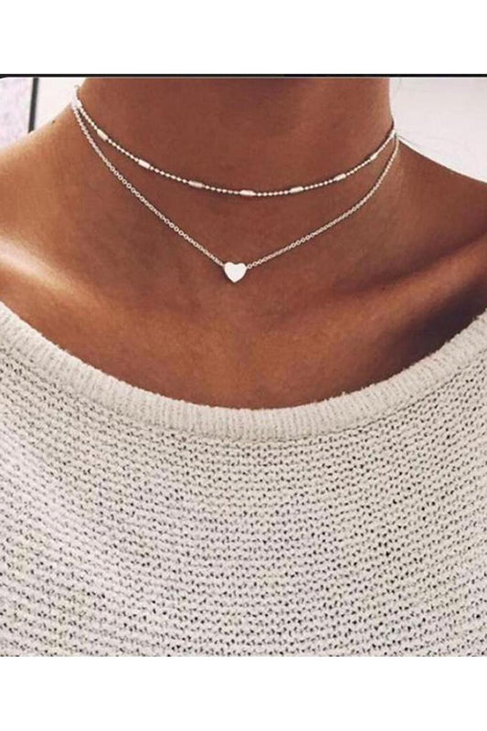 Double Heart Chain Necklace