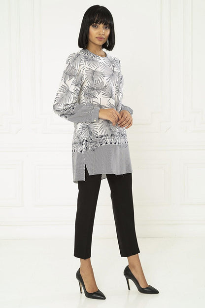 Leaf Patterned Ecru Tunic