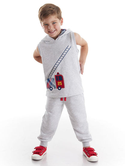 Firefighter Plaid Boy's Sleeveless Tracksuit