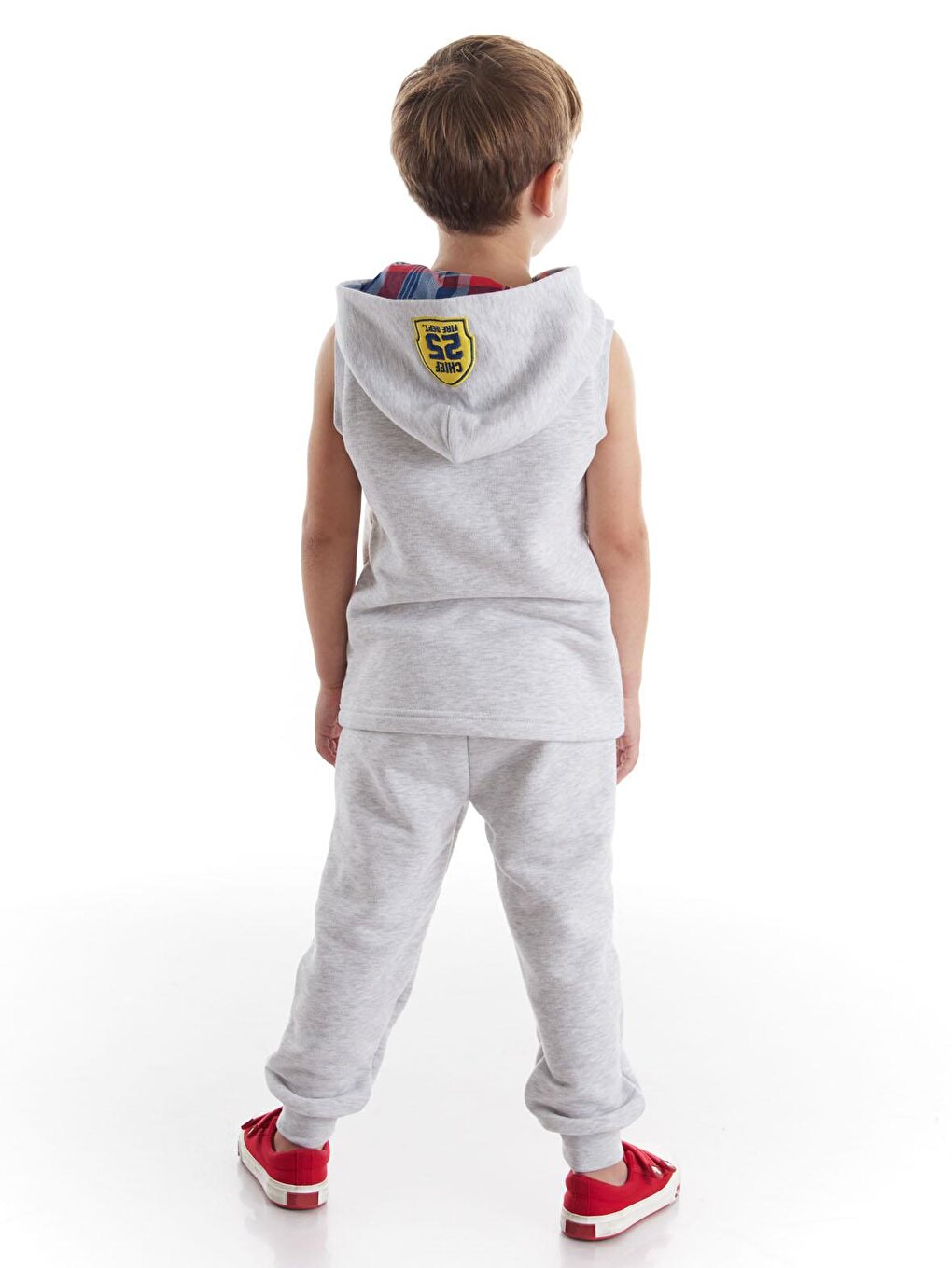 Firefighter Plaid Boy's Sleeveless Tracksuit