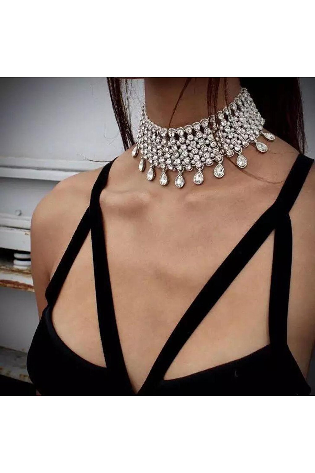 Stoned Large Choker Necklace