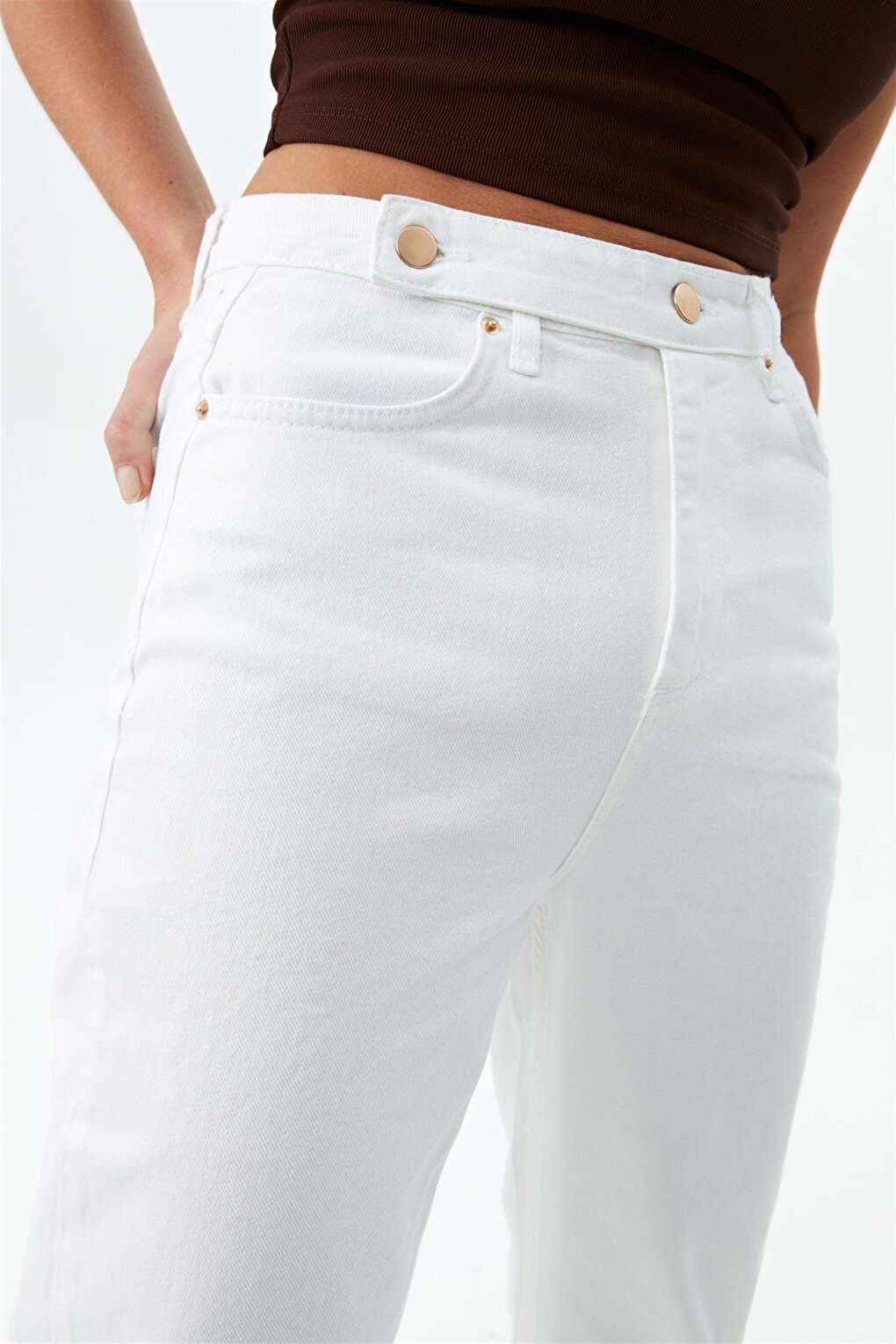 100% Cotton White High Waist Wide Leg Jeans