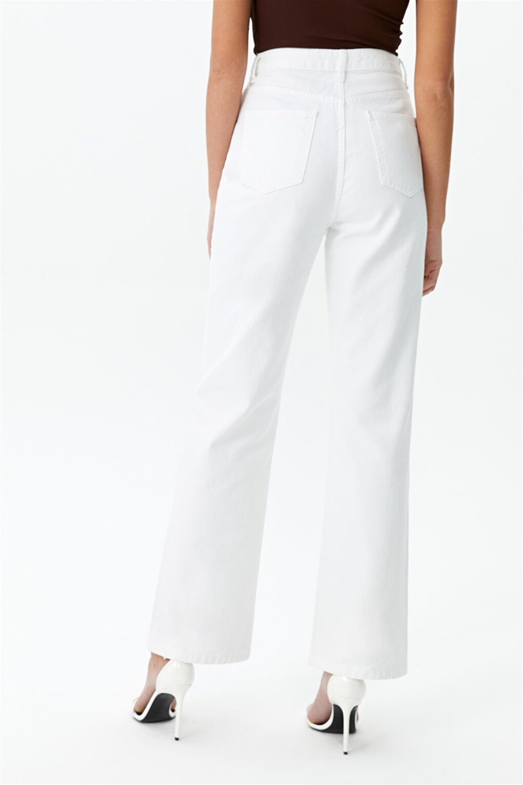 100% Cotton White High Waist Wide Leg Jeans