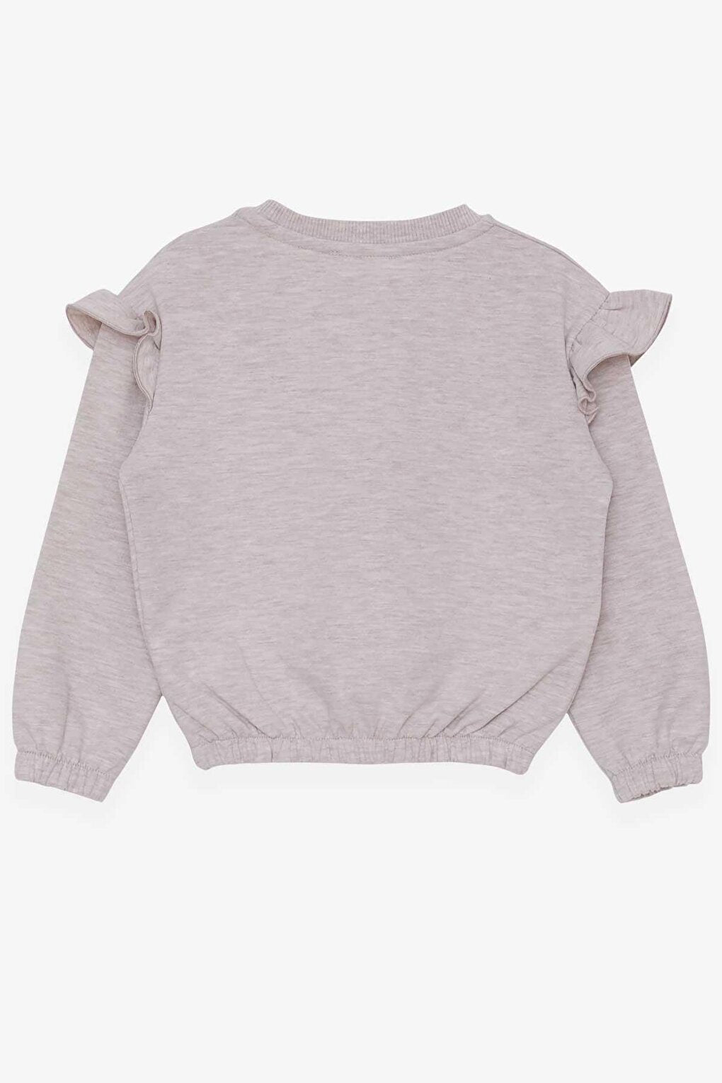 Girl's Sweatshirt Bow Sequin Beige Melange (Age 3-5)