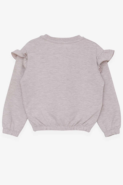 Girl's Sweatshirt Bow Sequin Beige Melange (Age 3-5)