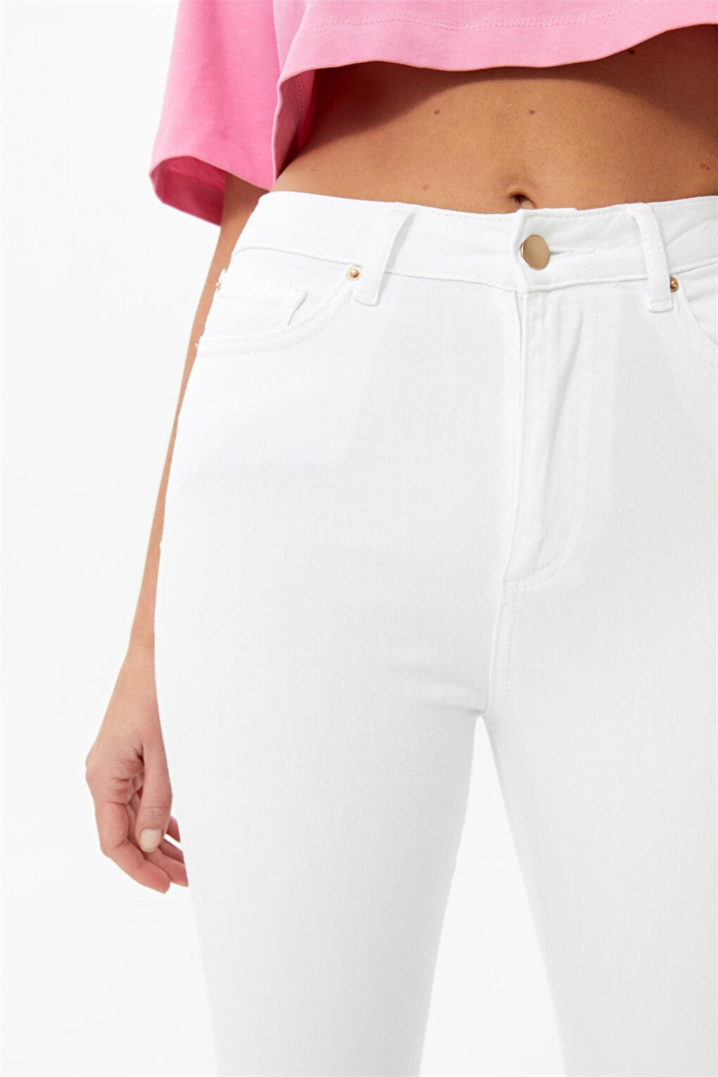 White High Waist Lycra Skinny Jeans