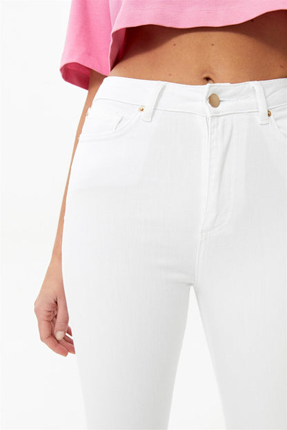 White High Waist Lycra Skinny Jeans