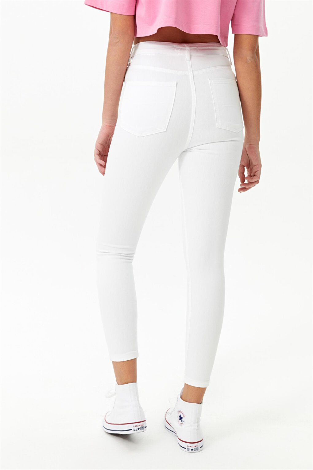 White High Waist Lycra Skinny Jeans