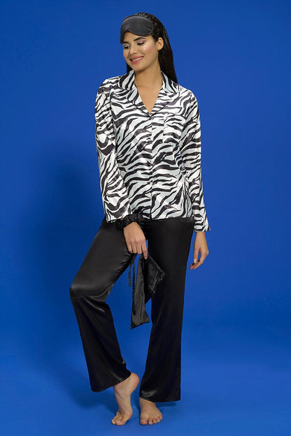 6-Piece Zebra Black Pajama Set, Both Inside and Outside