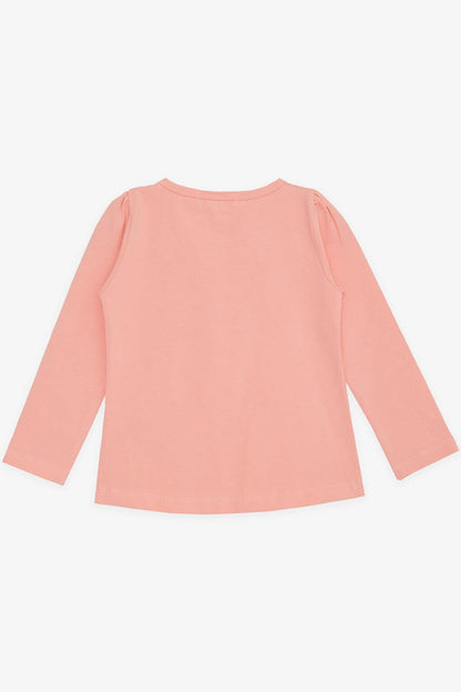 Girl's Long Sleeve T-Shirt Laced Bow Salmon (Age 3-8)