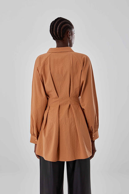 Tan Tunic with Pleated Front