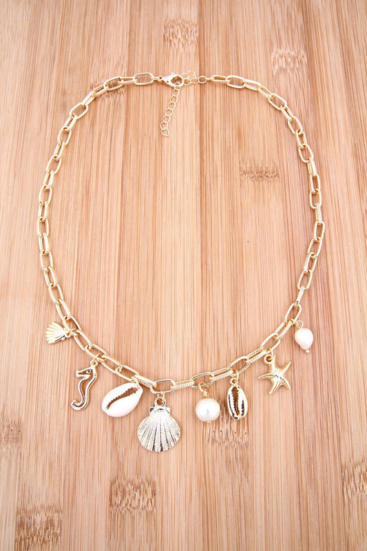 Sea Figured Charm Chain Necklace