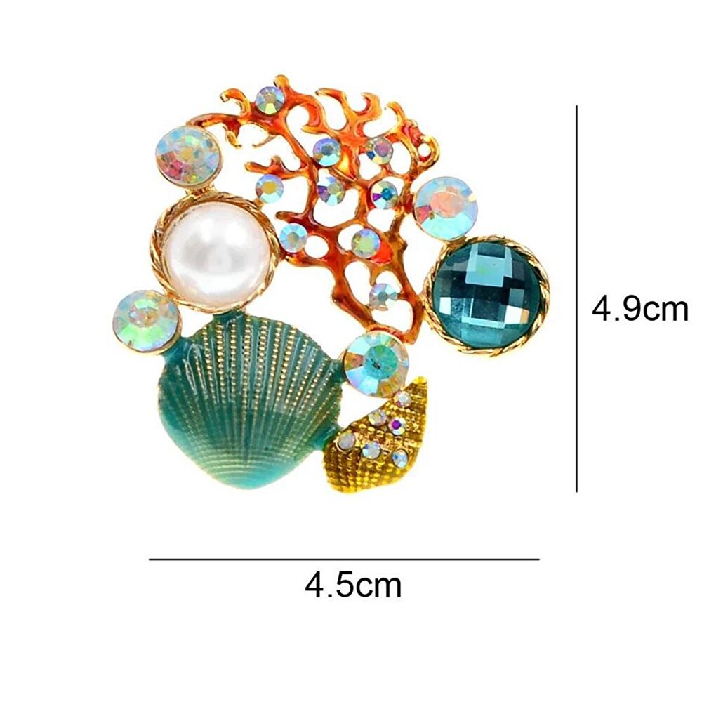 Coral Shell Detailed Brooch