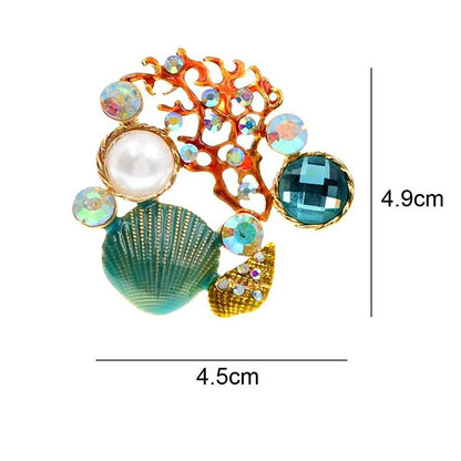 Coral Shell Detailed Brooch