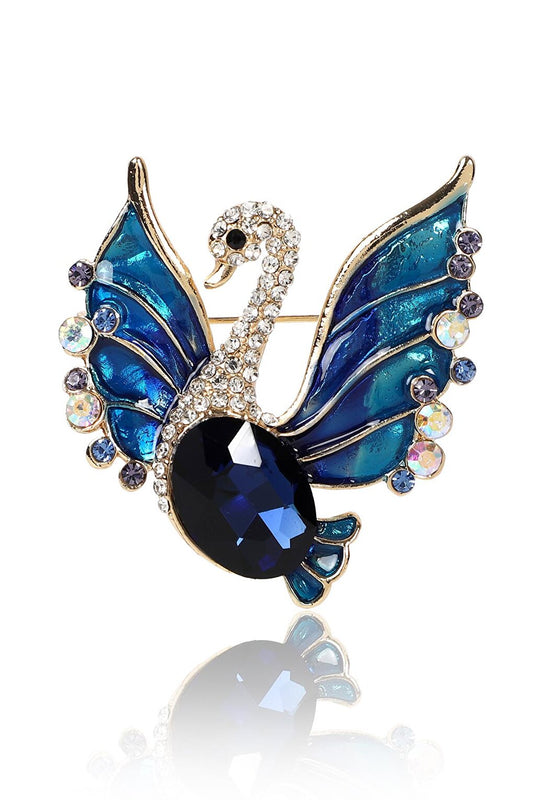 Navy Blue Swan Brooch