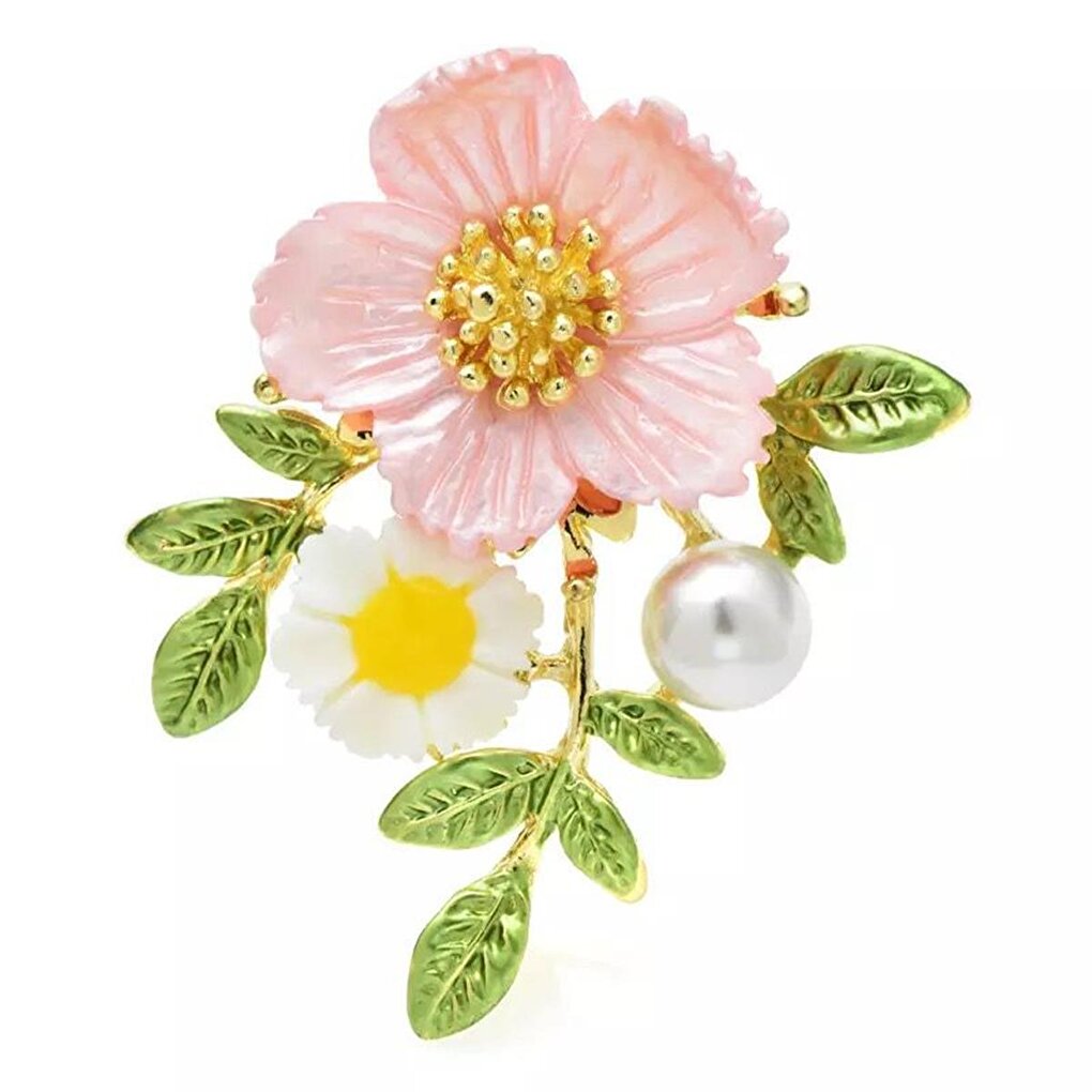 Pink White Flower Brooch