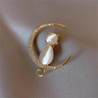 Cat on the Moon Brooch