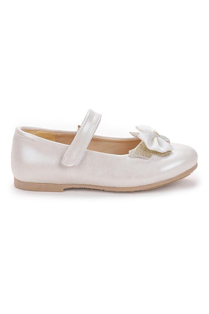 Stony and Velcro Girls' Bow Ballerina Shoes Ege 204 Skin