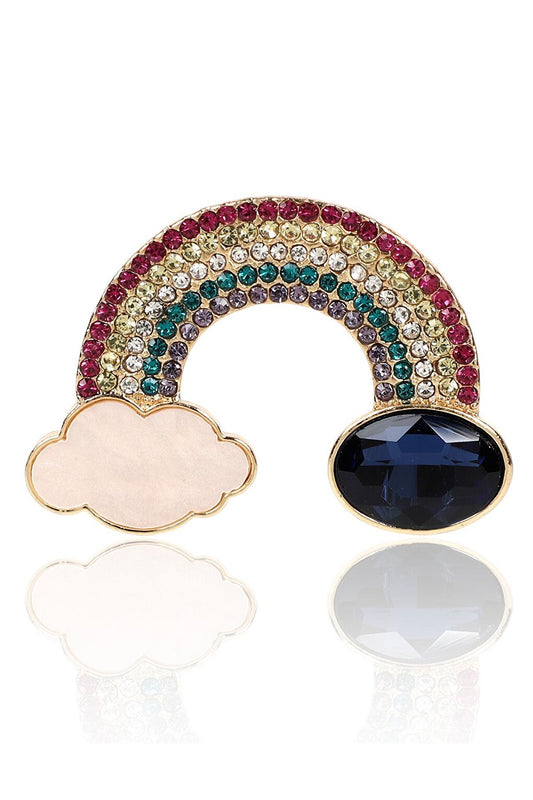 Navy Blue Stone Rainbow Brooch