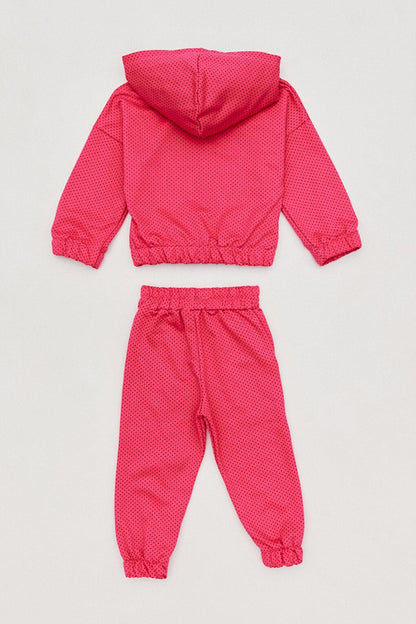 Teddy Bear Printed Hooded Girls Tracksuit Set