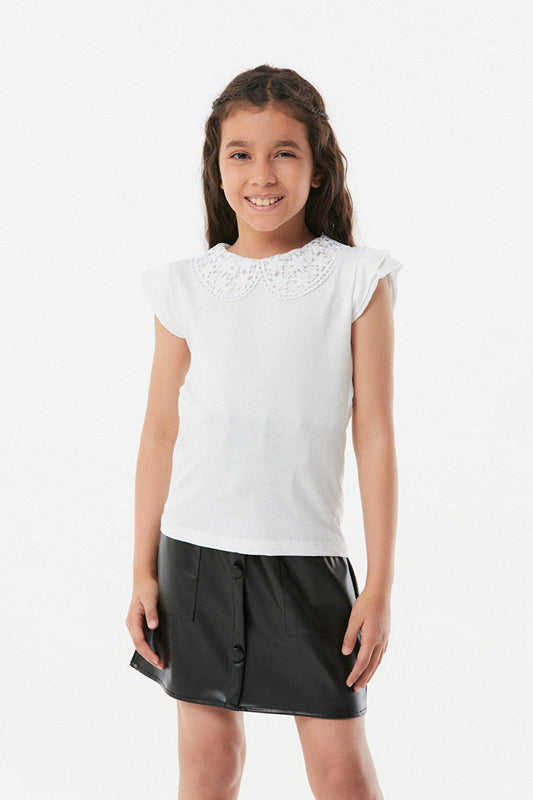 Basic Baby Collar Girls' T-Shirt