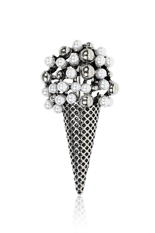 Silver Pearl Ice Cream Brooch