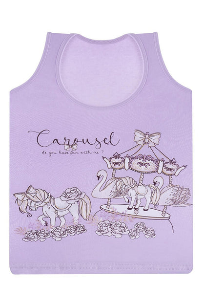 Girl's Undershirt Wide Strap Printed Lycra Pack of 5