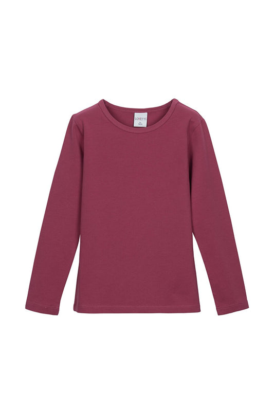 Light Plum Girl's Plain Basic Lycra Long Sleeve T-Shirt