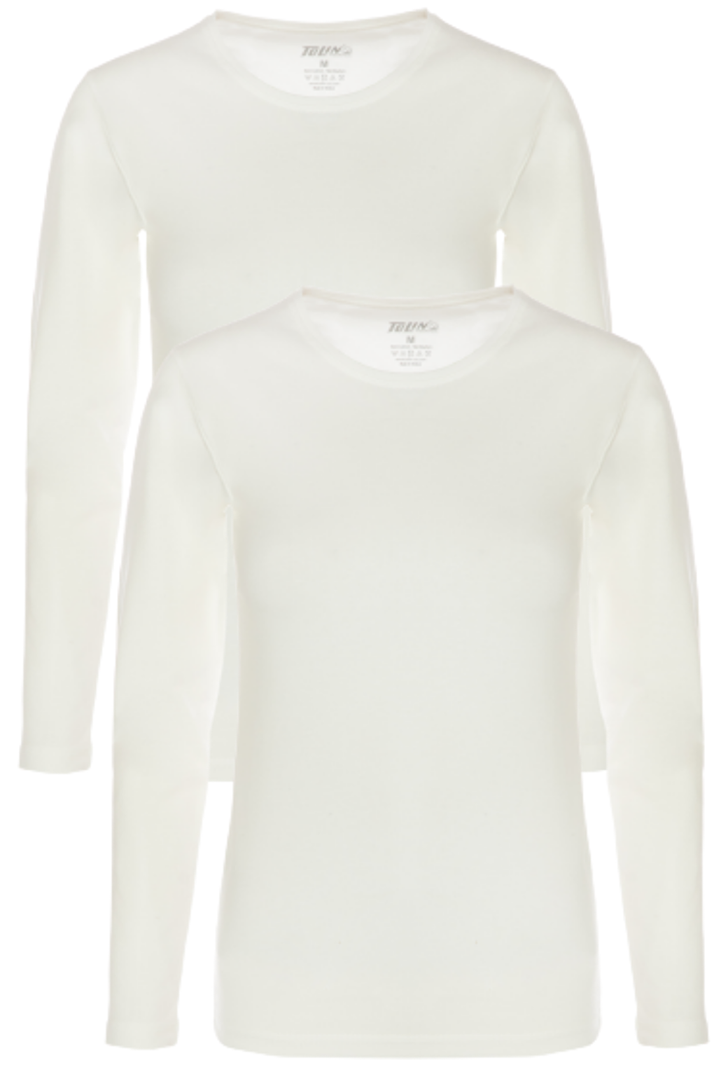 Crew Neck Long Sleeve Women's Cotton Lycra Cream Undershirt 2-pack 6217K