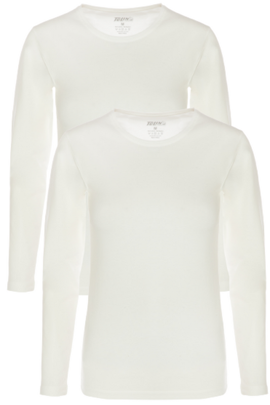 Crew Neck Long Sleeve Women's Cotton Lycra Cream Undershirt 2-pack 6217K