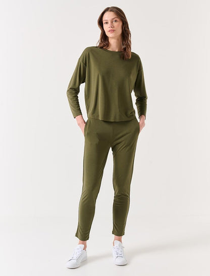 Khaki High Waist Comfortable Jogger Trousers